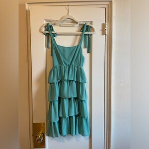 Women’s teal ruffle cocktail dress XS